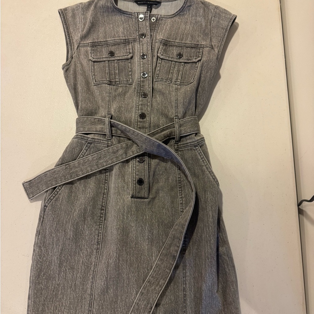 White House Black Market Charcoal Denim Midi Dress